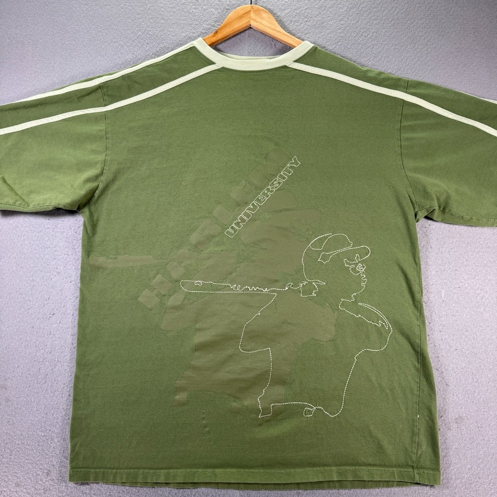 Vintage Harlem University T-Shirt Mens XL Green Stitch Baseball Streetwear Y2K